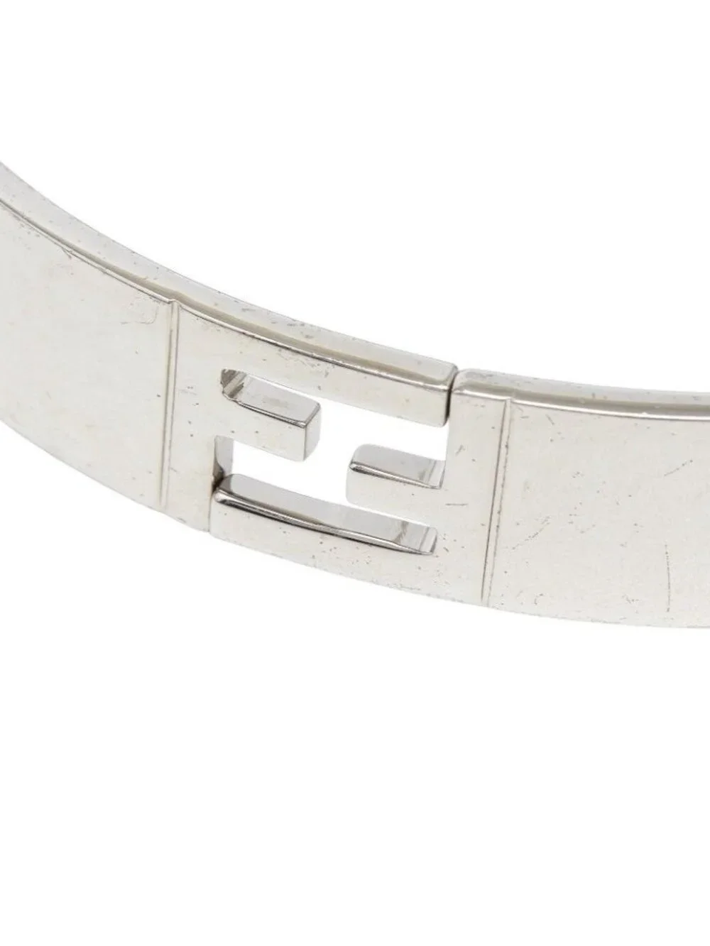 Fendi FF Logo M Silver Metal Bracelet